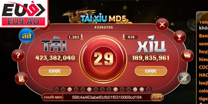 Tài Xỉu MD5 Eu9 - Cách Chơi Và Hướng Dẫn Soi Cầu Tối Ưu 1 Thuật toán MD5 trong Tài Xỉu
